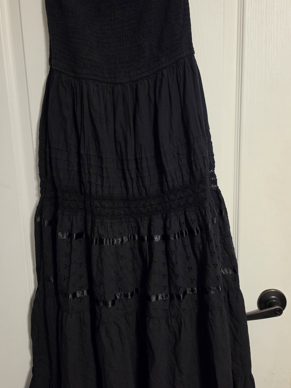 Women’s Black Tiered Eyelet Maxi Dress